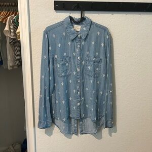 Harper Light Blue Cactus Pattern Shirt